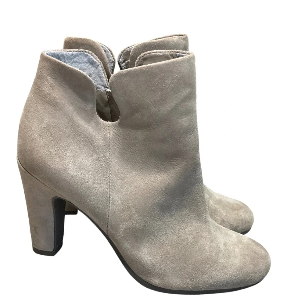 Sam Edelman Shelby Ankle Boots Womens 5M Suede Block Heel Taupe Booties
